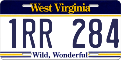 WV license plate 1RR284