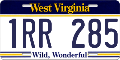 WV license plate 1RR285