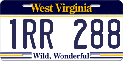 WV license plate 1RR288