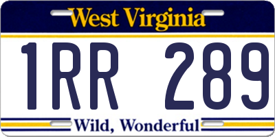 WV license plate 1RR289