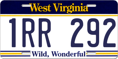 WV license plate 1RR292