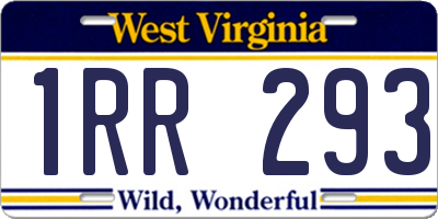 WV license plate 1RR293