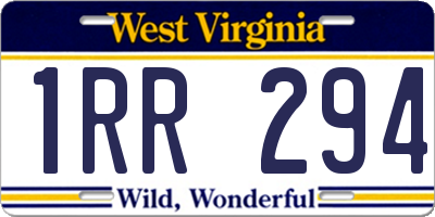 WV license plate 1RR294