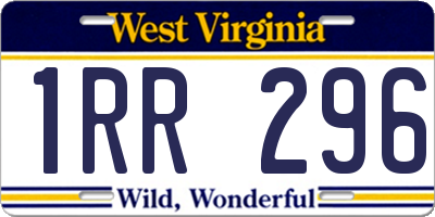 WV license plate 1RR296