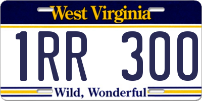 WV license plate 1RR300