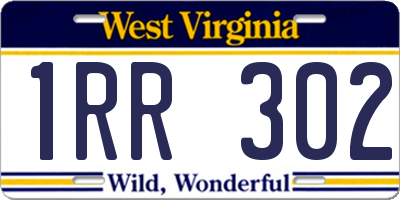 WV license plate 1RR302