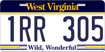 WV license plate 1RR305