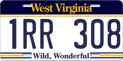 WV license plate 1RR308