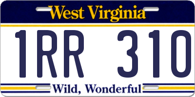 WV license plate 1RR310