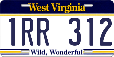 WV license plate 1RR312