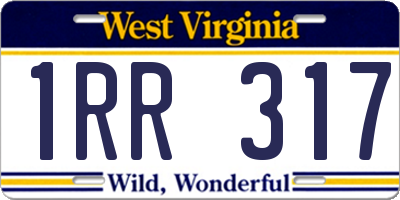 WV license plate 1RR317