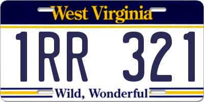WV license plate 1RR321