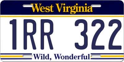 WV license plate 1RR322