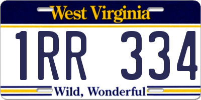 WV license plate 1RR334
