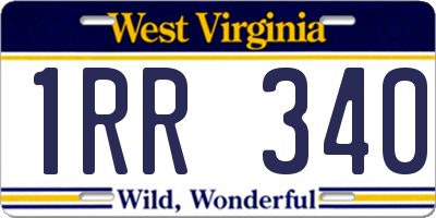 WV license plate 1RR340