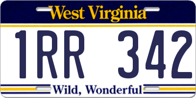 WV license plate 1RR342