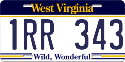 WV license plate 1RR343