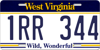 WV license plate 1RR344