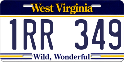WV license plate 1RR349