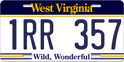 WV license plate 1RR357