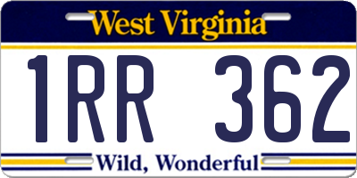 WV license plate 1RR362