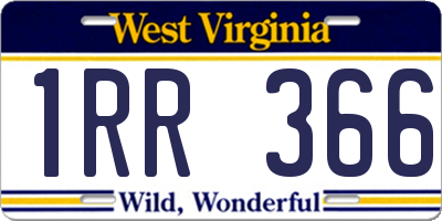 WV license plate 1RR366