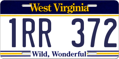 WV license plate 1RR372