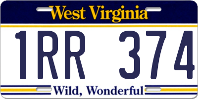 WV license plate 1RR374