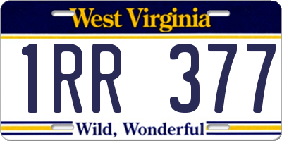WV license plate 1RR377