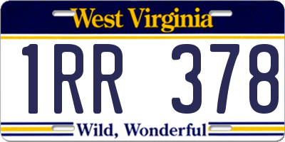 WV license plate 1RR378