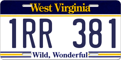 WV license plate 1RR381