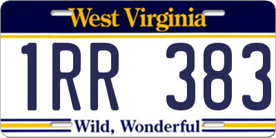 WV license plate 1RR383