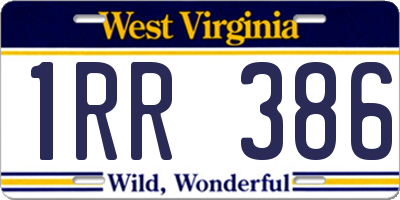 WV license plate 1RR386