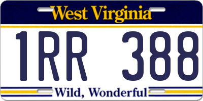 WV license plate 1RR388