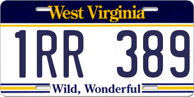 WV license plate 1RR389