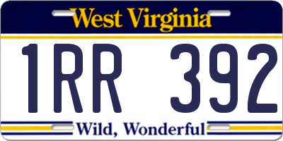 WV license plate 1RR392