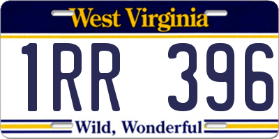 WV license plate 1RR396