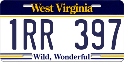 WV license plate 1RR397