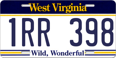 WV license plate 1RR398