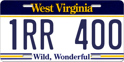 WV license plate 1RR400