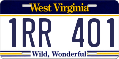 WV license plate 1RR401