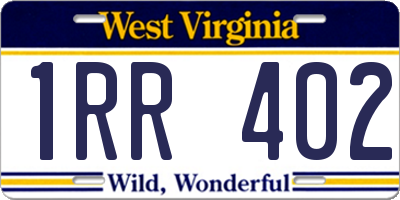 WV license plate 1RR402