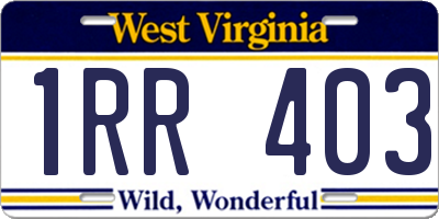 WV license plate 1RR403