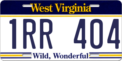 WV license plate 1RR404