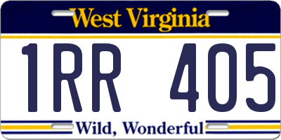 WV license plate 1RR405