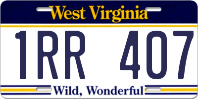 WV license plate 1RR407