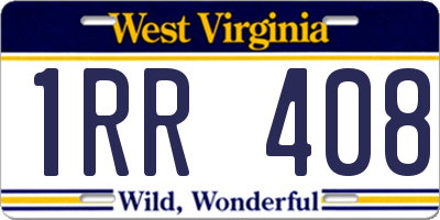 WV license plate 1RR408