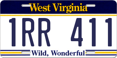 WV license plate 1RR411