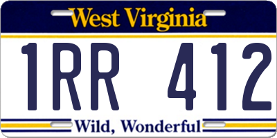 WV license plate 1RR412