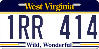 WV license plate 1RR414
